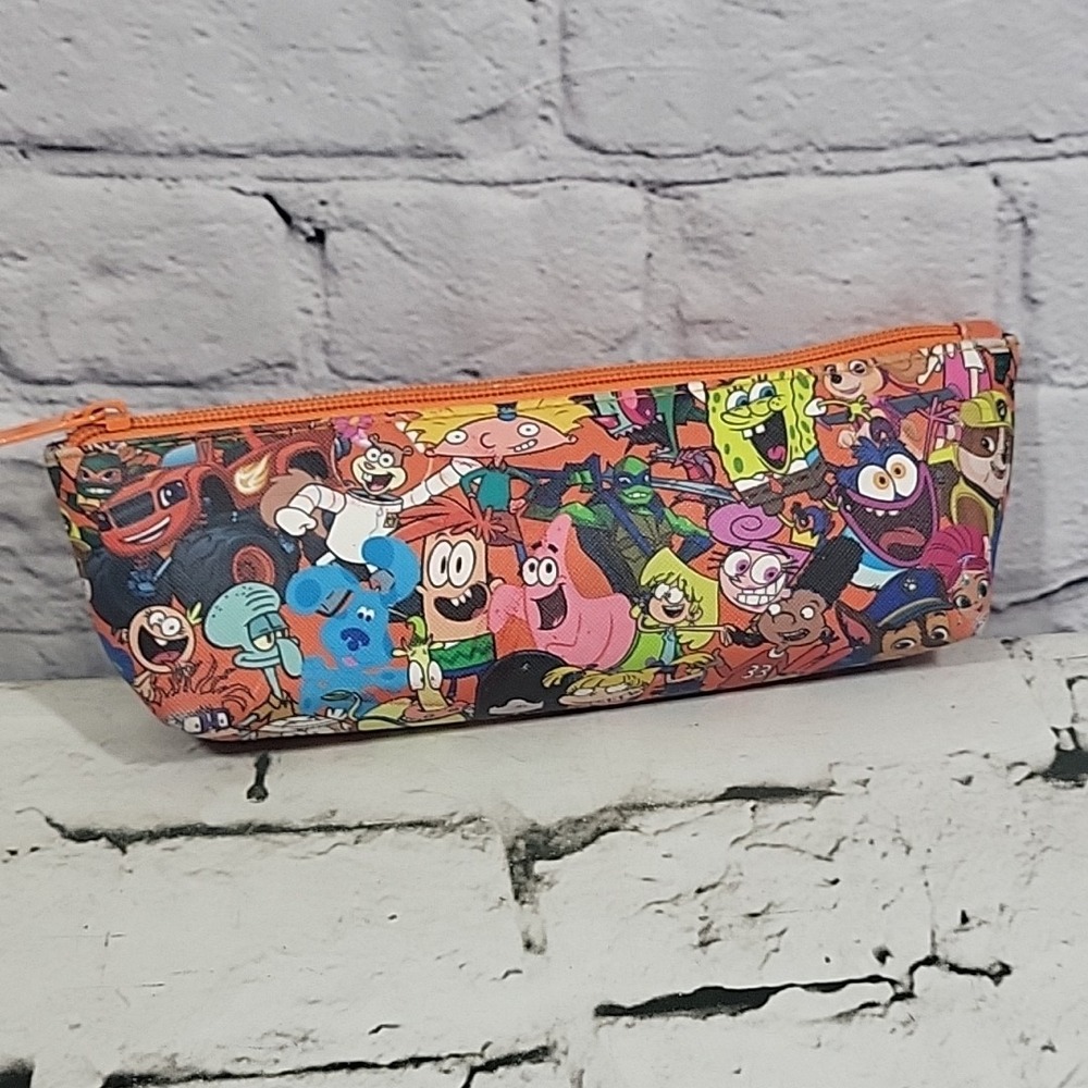 Nickelodeon Multi Character All Over Print Zippered Pencil Case Pouch Clutch